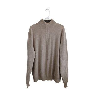 Black Brown 1826 Men’s XXL 100% Cashmere Sweater Quarter Zip Pullover Soft Beige